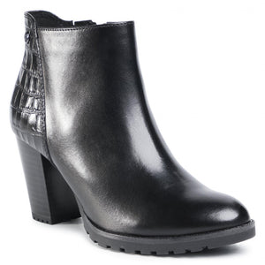 Croc Nappa Leather Platform Heeled Ankle Boot - Boutique on the Green