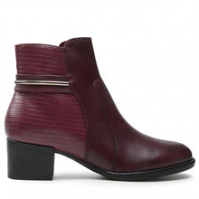Load image into Gallery viewer, Tamaris Bordeaux Leather Heeled Ankle Boot With Moc Croc &amp; Trim Detailing - Boutique on the Green 
