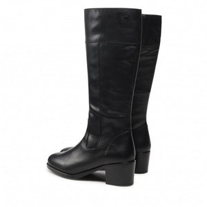 Caprice Black Leather Block Heel Knee High Boot - Boutique on the Green 