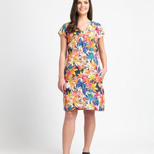 Load image into Gallery viewer, Foil Chelsea Multi Coloured Tropical Printed Pure Linen Loose Dress - Boutique on the Green 
