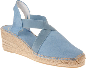 Vegan Closed Toe Linen Wedge Espadrille - Boutique on the Green