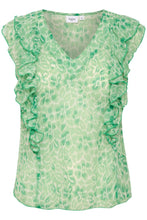 Load image into Gallery viewer, Saint Tropez Tikasz Ice Refresh Animal Printed Semi Sheer Ruffle Detail Blouse - Boutique on the Green 

