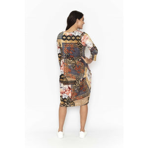 Orientique Isfahani Printed 3/4 Sleeve Bubble Dress With Pockets - Boutique on the Green