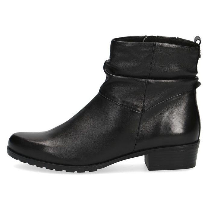 Caprice Black Super Soft Leather Rouched Ankle Boot - Boutique on the Green 
