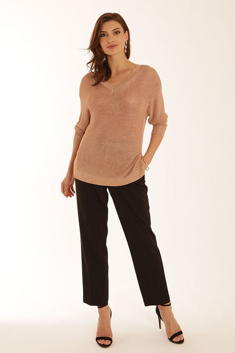 V-Neck Knitted Lurex Jumper - Boutique on the Green