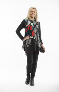 Cowl Neck Printed Jersey Long Sleeve A-Symmetric Hem Tunic - Boutique on the Green