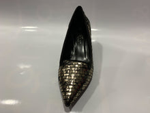 Load image into Gallery viewer, Gold &amp; black shimmer pointed kitten heel shoe - Boutique on the Green
