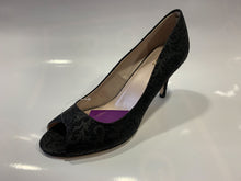 Load image into Gallery viewer, Black shimmer peep toe heeled court shoe - Boutique on the Green
