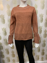 Load image into Gallery viewer, Terracotta red knitted jumper with tie detail at cuff (8% Mohair &amp; 15% Wool) - Boutique on the Green
