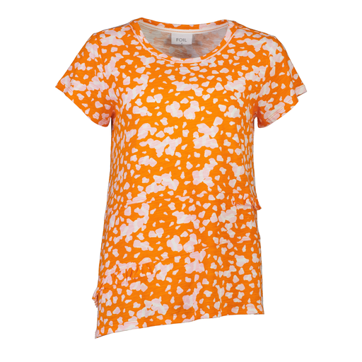 Foil Party Animal Orange Printed Pure Cotton Asymmetric Hem Jersey T-Shirt - Boutique on the Green 