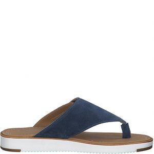 Marco Tozzi leather denim blue toe post mule - Boutique on the Green