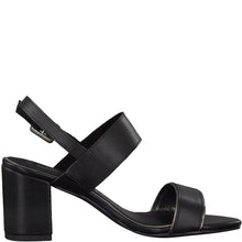 Load image into Gallery viewer, Marco Tozzi black leather double strap block heel shoe - Boutique on the Green
