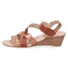 Load image into Gallery viewer, Caprice leather shimmer strappy mid heel wedge - Boutique on the Green
