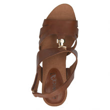 Load image into Gallery viewer, Caprice tan leather block heel strappy sandal - Boutique on the Green
