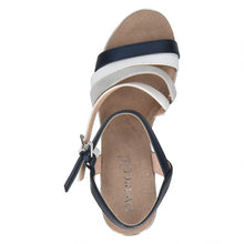 Load image into Gallery viewer, Caprice leather multi strap &amp; buckle mid wedge sandal - Boutique on the Green
