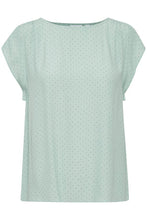 Load image into Gallery viewer, Saint Tropez aqua dot print cap sleeve woven top - Boutique on the Green
