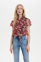 Load image into Gallery viewer, St Tropez Lilly Floral Ruffle Front Short Sleeve Woven Blouse - Boutique on the Green

