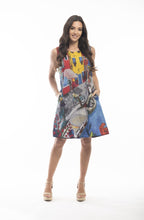 Load image into Gallery viewer, Orientique Burano Blue Boats Printed Sleeveless Woven Shift Dress - Boutique on the Green 
