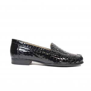 Caprice Black Leather Patent Moc Croc Slip On Loafer - Boutique on the Green 