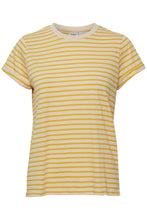 Load image into Gallery viewer, Saint Tropez organic cotton yellow &amp; off white stripe t-shirt - Boutique on the Green
