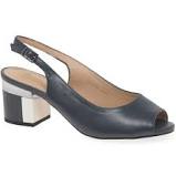 Load image into Gallery viewer, Lotus Bridgette Leather Navy Peep Toe Slingback Block Heel - Boutique on the Green
