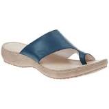 Marco Tozzi Leather Navy Toe Loop Slip On Mule Sandal - Boutique on the Green