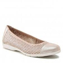 Load image into Gallery viewer, Caprice Gold Shimmer Soft Leather Cut Out Ballerina Shoe - Boutique on the Green
