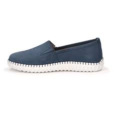 Caprice Leather Nubuck Ocean Blue Slip On Loafer With Stitch Detailing - Boutique on the Green