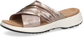 Caprice Soft Leather Metallic Crossover Slip On Mule Sandal - Boutique on the Green