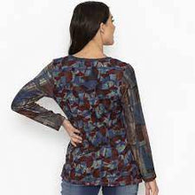 Load image into Gallery viewer, Orientique Ravenna Print Patch Work Stretch Long Sleeve Jersey Top - Boutique on the Green
