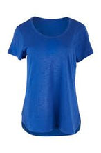Load image into Gallery viewer, Orientique Essentials Satin Blue Organic Cotton Jersey Stretch Short Sleeve T-Shirt - Boutique on the Green 
