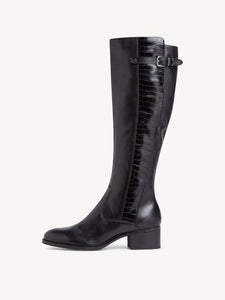 Leather Croc Trim & Buckle Knee High Boot - Boutique on the Green