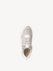 Tamaris Leather Zip & Lace Up Wedge Trainer With Metallic Trim Laces - Boutique on the Green