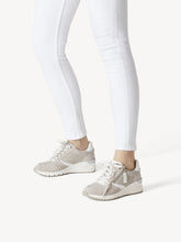Load image into Gallery viewer, Tamaris Leather Zip &amp; Lace Up Wedge Trainer With Metallic Trim Laces - Boutique on the Green
