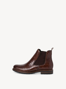 Tamaris Cognac Leather Moc Croc Pull On Chelsea Boot - Boutique on the Green 