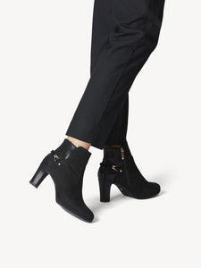 Tamaris Black Microfibre Platform Heeled Ankle Boot With Back Trim - Boutique on the Green 