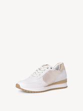 Load image into Gallery viewer, Marco Tozzi White &amp; Gold Lace Up Trainer With Mesh Detailing - Boutique on the Green
