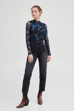 Load image into Gallery viewer, BYoung Romilda Blue Printed Strech Mesh Long Sleeve Top - Boutique on the Green
