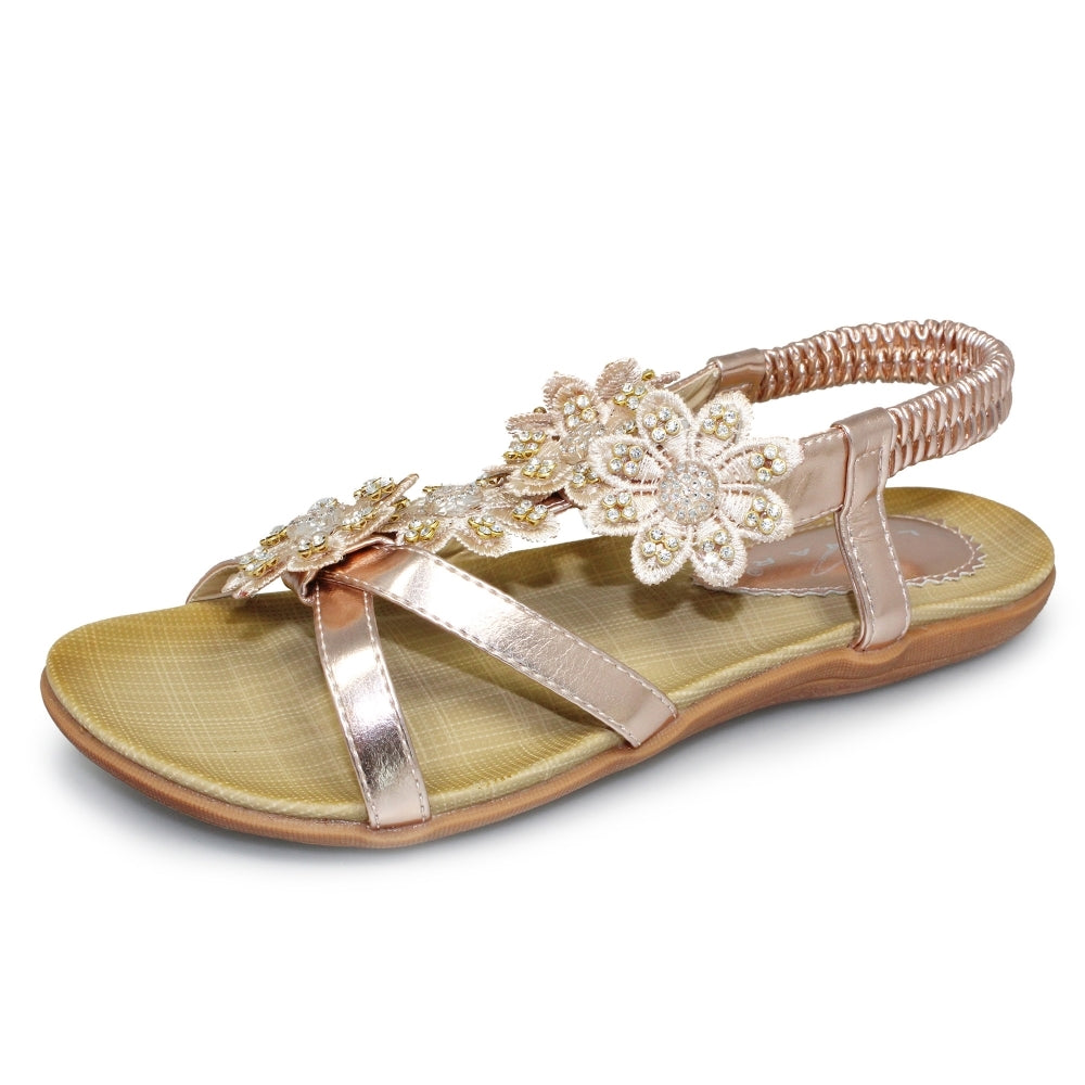 Lunar Fiji open toe floral & diamante applique sandal - Boutique on the Green