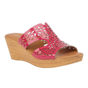 Lotus Bessia patent fuchsia cut out wedge mule - Boutique on the Green