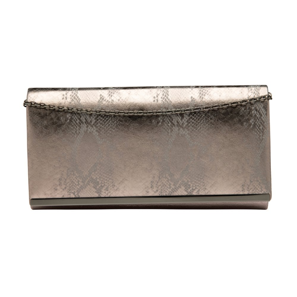 Lotus Solar Gunmetal Animal Print Clutch Bag With Chain - Boutique on the Green