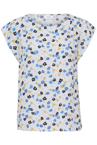 Saint Tropez Blanca Adele Ditsy Print Cap Sleeve Woven Top With Beaded Trim At Shoulder - Boutique on the Green