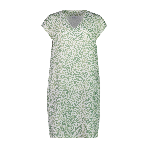 Foil Scope Pale Green Printed Pure Linen Loose Dress - Boutique on the Green 