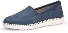 Load image into Gallery viewer, Caprice Leather Nubuck Ocean Blue Slip On Loafer With Stitch Detailing - Boutique on the Green
