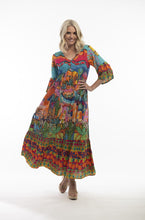 Load image into Gallery viewer, Orientique La Cantina Multi Mexican Print Pure Cotton Elbow Bell Sleeve Maxi Dress - Boutique on the Green 
