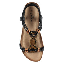 Load image into Gallery viewer, Lunar Adele Open Toe Wooden Trim Black Sandal - Boutique on the Green
