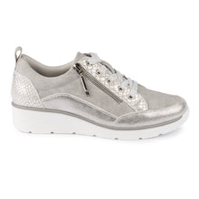 Load image into Gallery viewer, Lunar Kiley Silver Lace Up Wedge Trainer With Shimmer Trim Laces - Boutique on the Green
