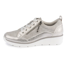 Load image into Gallery viewer, Lunar Kiley Silver Lace Up Wedge Trainer With Shimmer Trim Laces - Boutique on the Green
