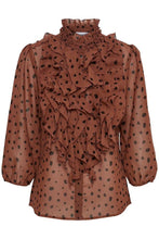Load image into Gallery viewer, Saint Tropez Lilly Print Chiffon Ruffle Front 3/4 Sleeve Blouse - Boutique on the Green
