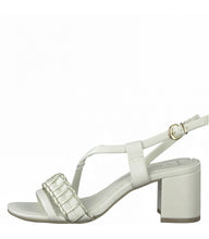 Load image into Gallery viewer, Marco Tozzi Off White Strappy Low Block Heel Sandal With Silver Trim Deatil - Boutique on the Green
